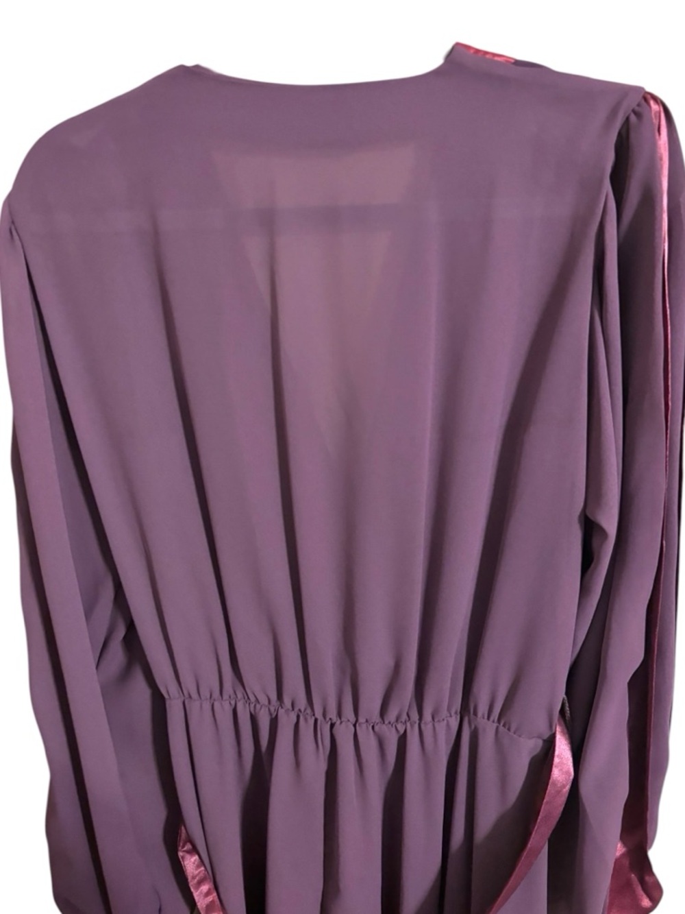 Ursula of Switzerland Vintage Purple Wrap Belted Rose Dress Size 15/16 - Picture 4 of 5